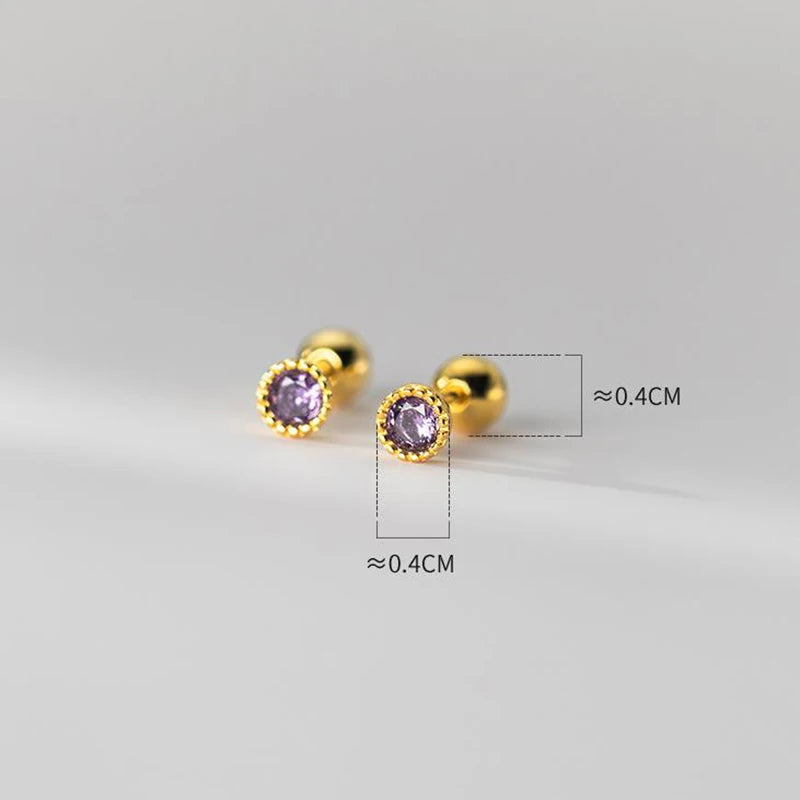 925 Silver Zircon Bead Stud Earrings for Women Xmas Gift