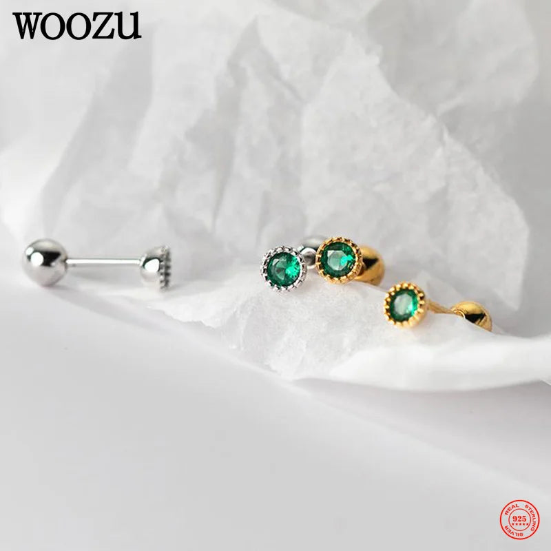 925 Silver Zircon Bead Stud Earrings for Women Xmas Gift