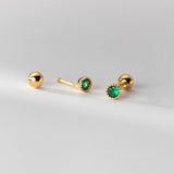 925 Silver Zircon Bead Stud Earrings for Women Xmas Gift
