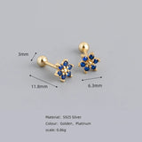 925 Silver Petal Spiral Piercing Stud Earrings Zircon Jewelry