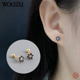 925 Silver Petal Spiral Piercing Stud Earrings Zircon Jewelry