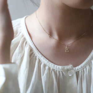 925 Silver Bear Pendant Necklace 14k Plated Gift