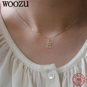 925 Silver Bear Pendant Necklace 14k Plated Gift