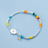 925 Silver Smile Cloud Rainbow Bracelet-Zircon Beads-Wedding Anniversary Gift