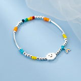 925 Silver Smile Cloud Rainbow Bracelet-Zircon Beads-Wedding Anniversary Gift