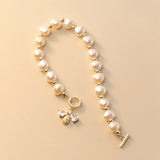 925 Silver Pearl Bee Zircon OT Bracelet Wedding Jewelry
