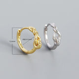 925 Silver Knot Hoop Earrings French Rock Girl Party Ear Jewelry Gift