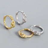 925 Silver Knot Hoop Earrings French Rock Girl Party Ear Jewelry Gift