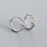 925 Silver Knot Hoop Earrings French Rock Girl Party Ear Jewelry Gift