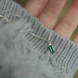 925 Silver Green Zircon Pendant Necklace For Women 14k Plated