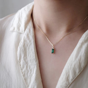 925 Silver Green Zircon Pendant Necklace For Women 14k Plated