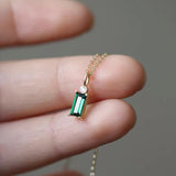 925 Silver Green Zircon Pendant Necklace For Women 14k Plated