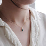 925 Silver Green Zircon Pendant Necklace For Women 14k Plated