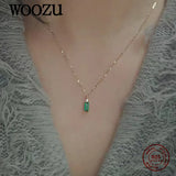 925 Silver Green Zircon Pendant Necklace For Women 14k Plated