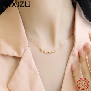 925 Silver Paris Tears Pendant Necklace Zircon Wedding Jewelry