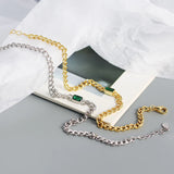 925 Silver Square Green Zircon Bracelet Hip Hop Jewelry