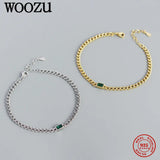 925 Silver Square Green Zircon Bracelet Hip Hop Jewelry