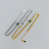 925 Silver Square Green Zircon Bracelet Hip Hop Jewelry