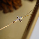 925 Silver Zircon Cross Chain Bracelet for Women Plated Party Jewelry