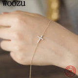 925 Silver Zircon Cross Chain Bracelet for Women Plated Party Jewelry