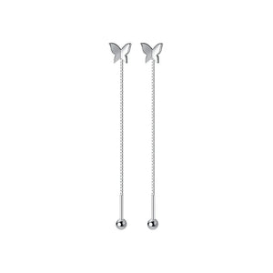 925 Silver Butterfly Chain Drop Earrings for Women Girl Party Charms Gift