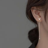 925 Silver Butterfly Chain Drop Earrings for Women Girl Party Charms Gift