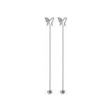 925 Silver Butterfly Chain Drop Earrings for Women Girl Party Charms Gift