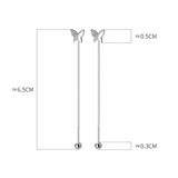 925 Silver Butterfly Chain Drop Earrings for Women Girl Party Charms Gift