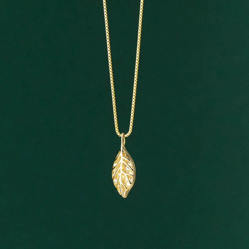 Sterling Silver Leaf Pendant Necklace for Women Teen Party