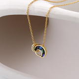 925 Silver Round Abalone Shell Necklace for Women