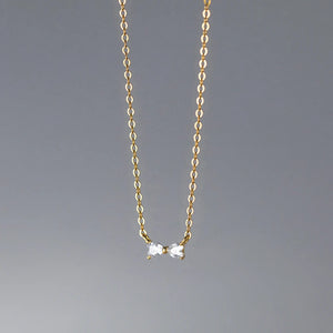 925 Silver Bow Necklace for Women Teen Statement Jewelry