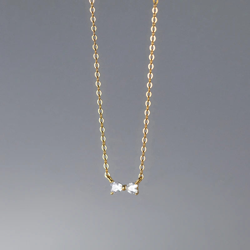 925 Silver Bow Necklace for Women Teen Statement Jewelry