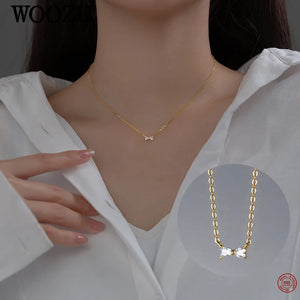 925 Silver Bow Necklace for Women Teen Statement Jewelry