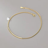 925 Silver Zircon Bead Anklets Beach Party Jewelry Gift