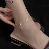 925 Silver Zircon Bead Anklets Beach Party Jewelry Gift