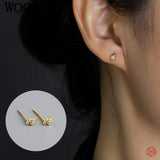 925 Silver Zircon Piercing Stud Earrings for Women