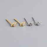 925 Silver Zircon Piercing Stud Earrings for Women