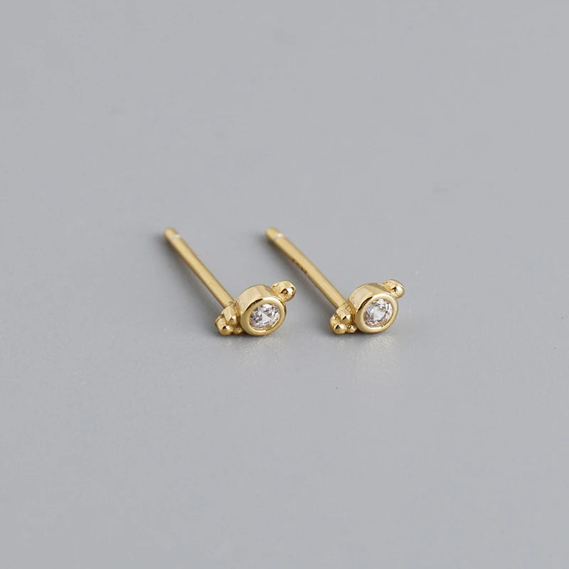 925 Silver Zircon Piercing Stud Earrings for Women