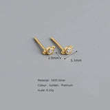 925 Silver Zircon Piercing Stud Earrings for Women