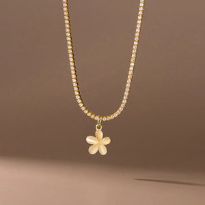 925 Silver Opal Flower Stone Necklace for Women Party Choker Jewelry