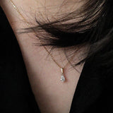 925 Silver Oval Crystal Pendant Necklace for Women Wedding Jewelry Gift