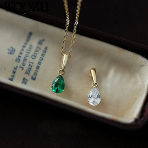925 Silver Oval Crystal Pendant Necklace for Women Wedding Jewelry Gift