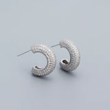 925 Silver Pave Zircon Stud Earrings Party Bohemian Jewelry