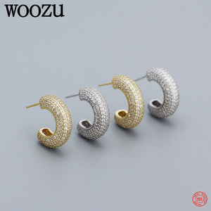 925 Silver Pave Zircon Stud Earrings Party Bohemian Jewelry
