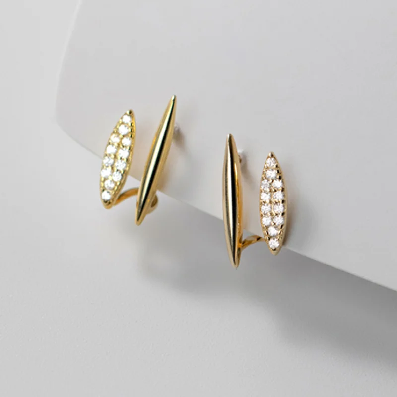 925 Silver Double Stone Piercing Stud Earrings for Women