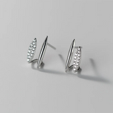 925 Silver Double Stone Piercing Stud Earrings for Women