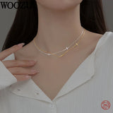 925 Silver Cross Necklace for Women Teen Party High Choker Charm Jewelry