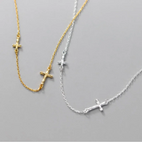 925 Silver Cross Necklace for Women Teen Party High Choker Charm Jewelry