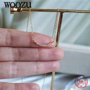 925 Silver Smile Pendant Necklace 14k Plated Chain Wedding Accessories