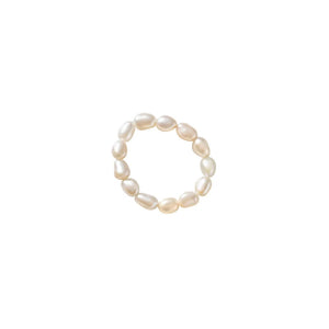 925 Silver Baroque Pearl Stretch Rings for Women Adjustable